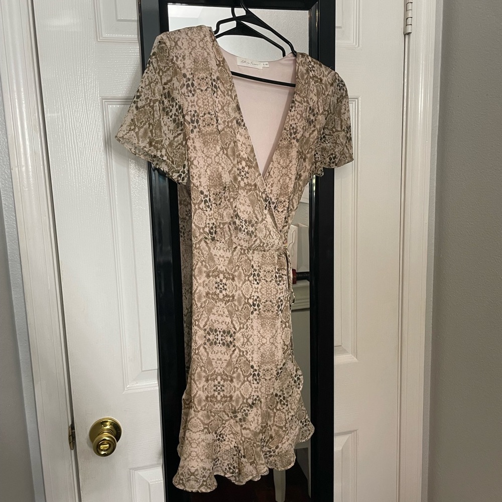 All in Favor Snakeskin Wrap Mini Dress